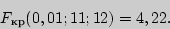 \begin{displaymath}F_{}(0,01; 11; 12) = 4,22.\end{displaymath}
