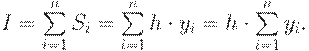 : I=\sum \limits_{i=1}^{n}S_i = \sum \limits_{i=1}^{n}h \cdot y_i = h \cdot \sum \limits_{i=1}^{n}y_i.