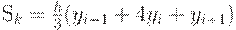 : S_k=\frac{h}{3}(y_{i-1}+4y_i+y_{i+1})